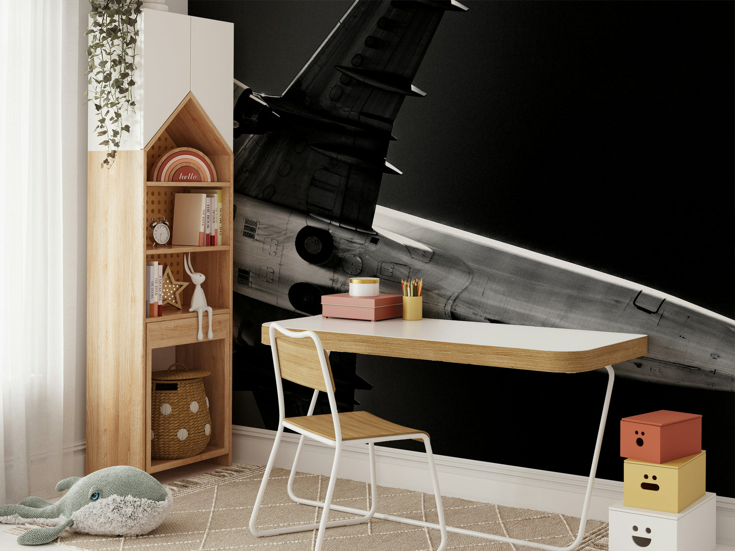 A contemplative bird's eye view wallpaper mural for a feature wall.

