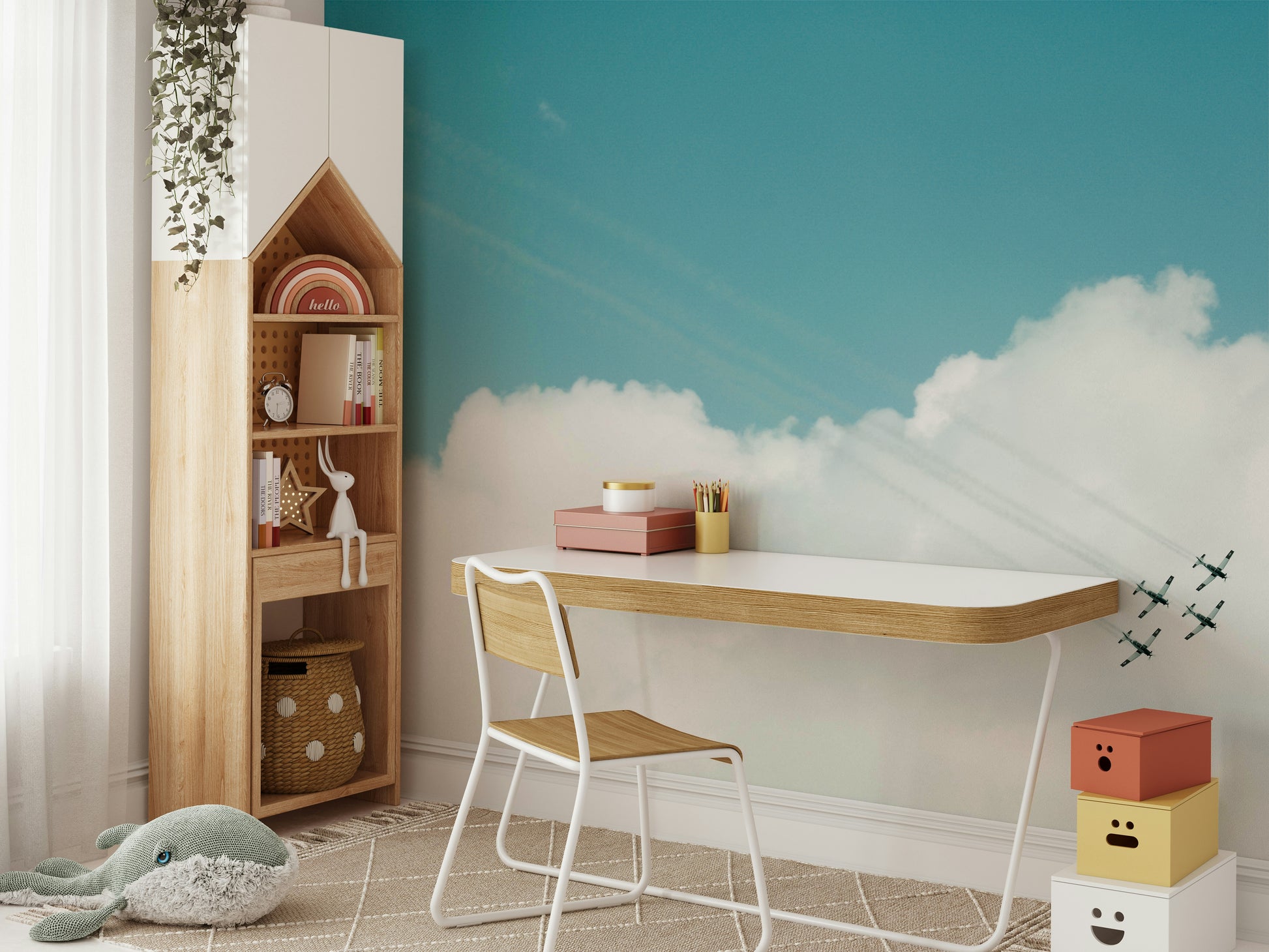 A beautiful abstract cloud wallpaper mural for a modern home.

