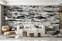 A graceful subtle wave wall mural in cool, natural tones.

