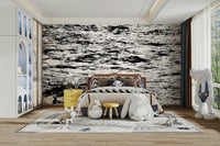 A peaceful seaside view mural on decorative wallpaper.

