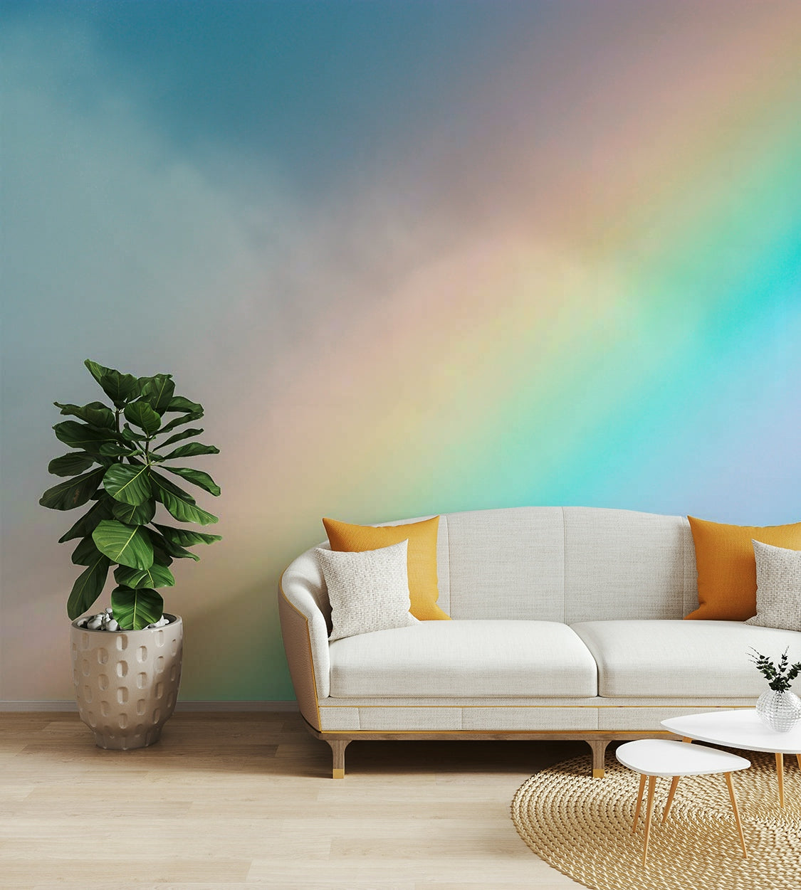 A classic rainbow design wallpaper for walls.


