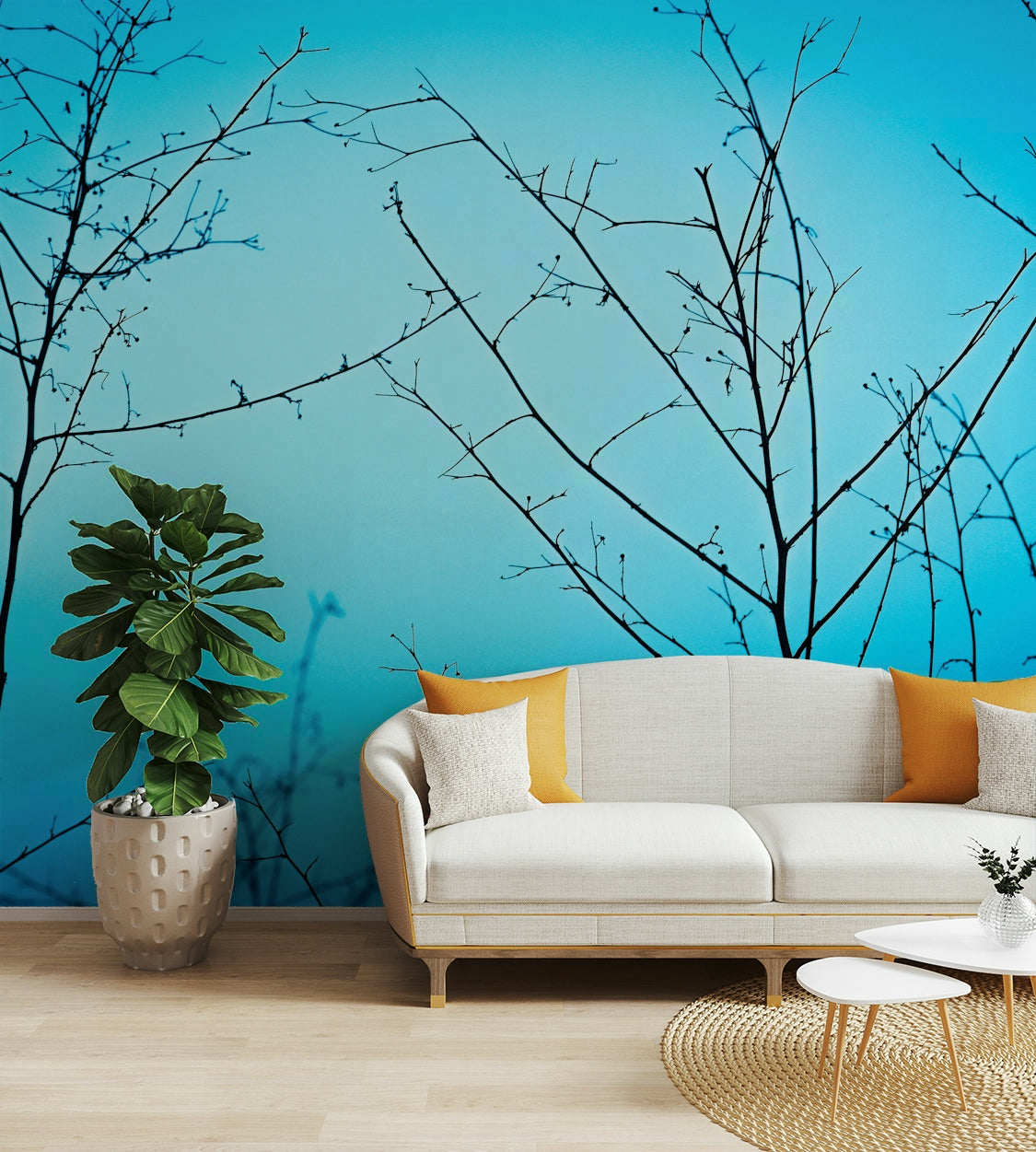 A serene evening outdoor wall mural for your decor.

