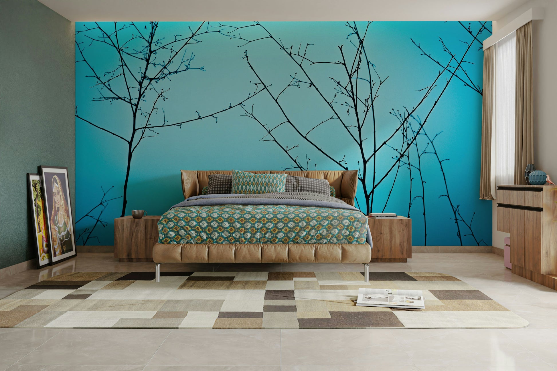 An artistic nature inspired mural for home decor.

