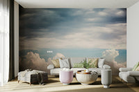 A graceful seasonal cloud wall mural in warm, cozy tones.

