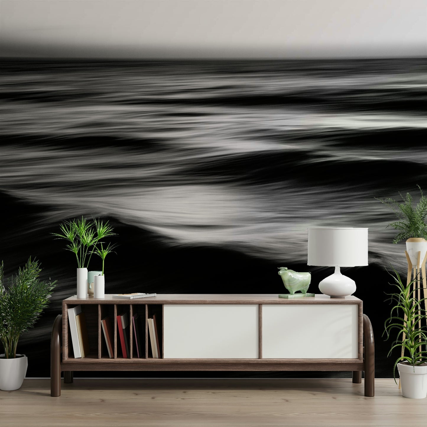 An artistic nature seascape mural for home decor.

