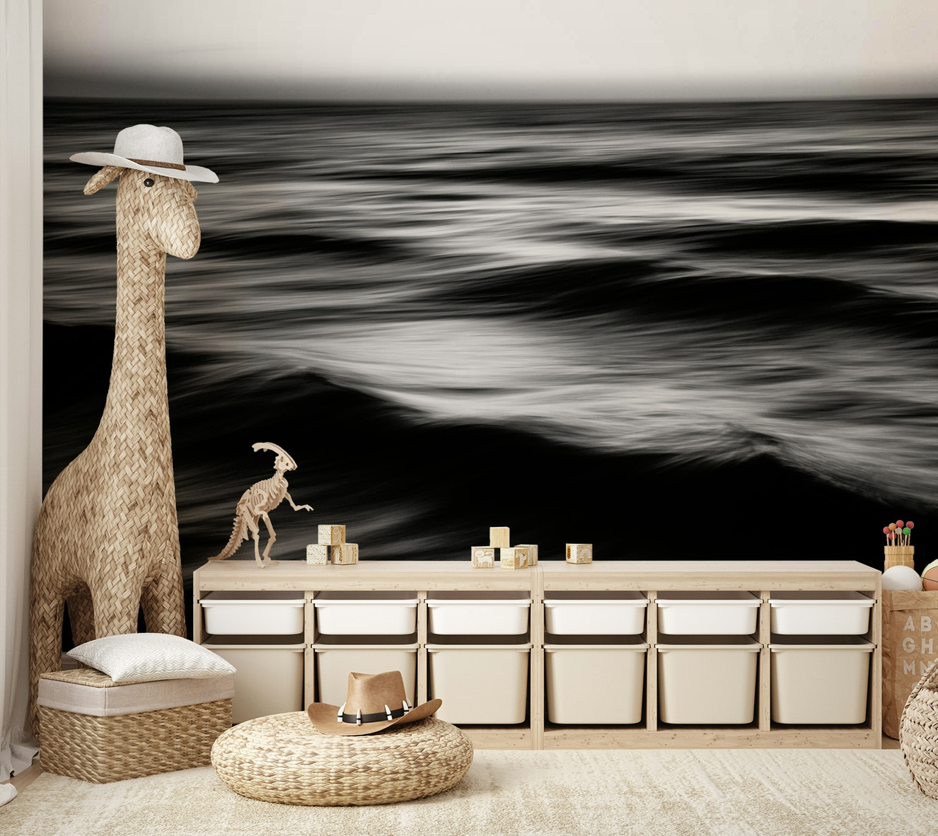 A beautiful abstract wave wallpaper mural for a modern home.

