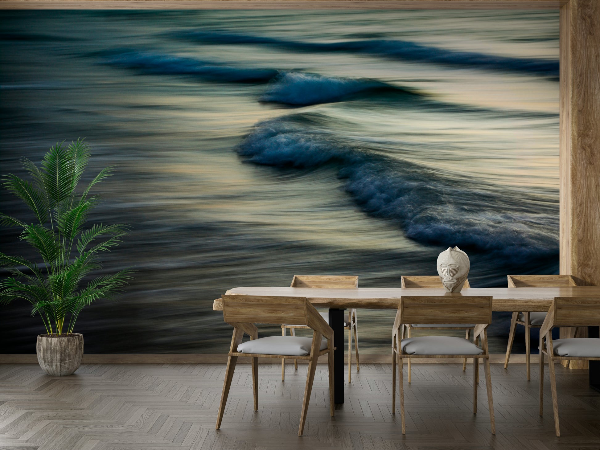 A beautiful abstract wave wallpaper mural for a modern home.

