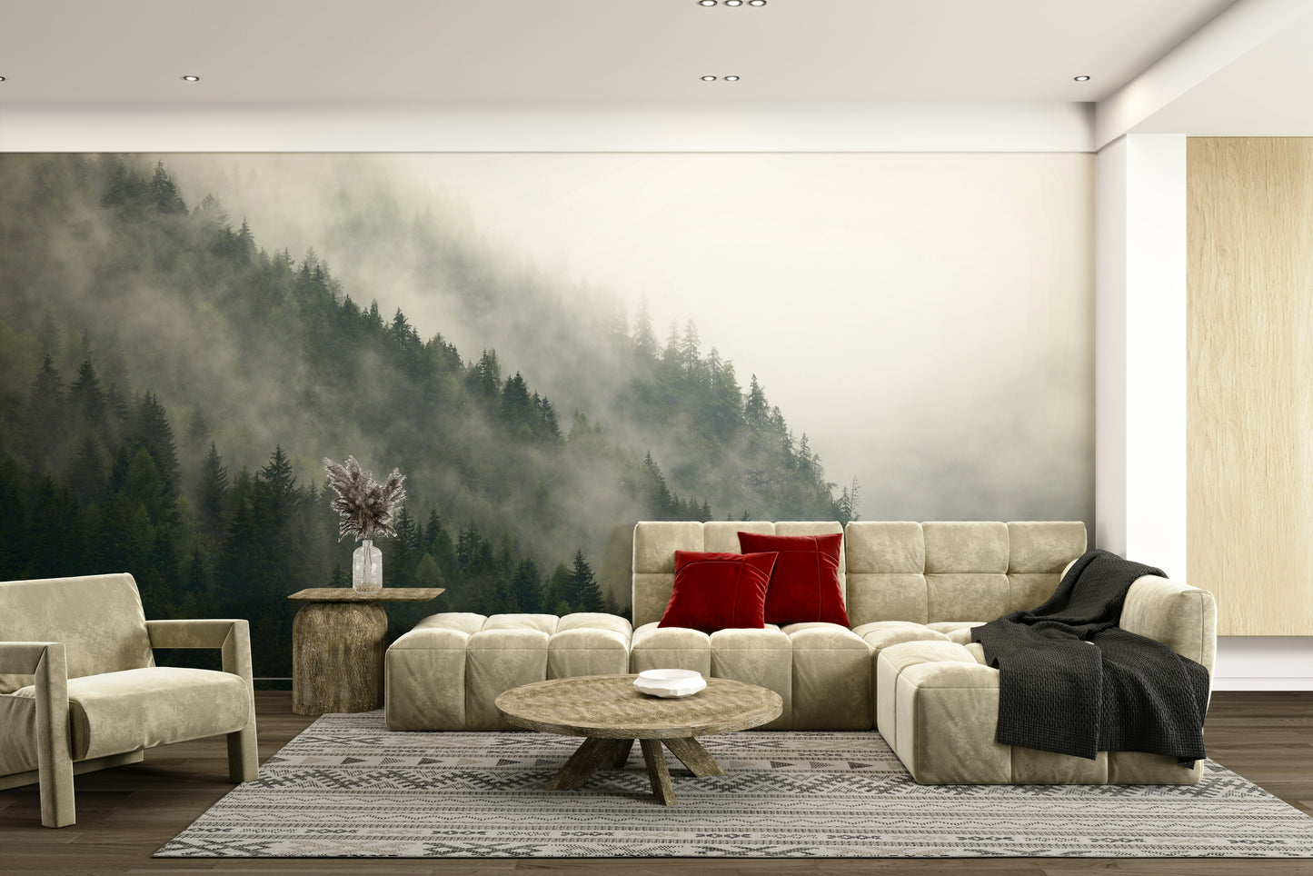 An artistic nature landscape mural for home decor.

