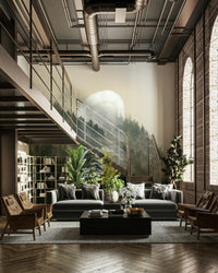 A classic forest wallpaper for walls with a misty theme.

