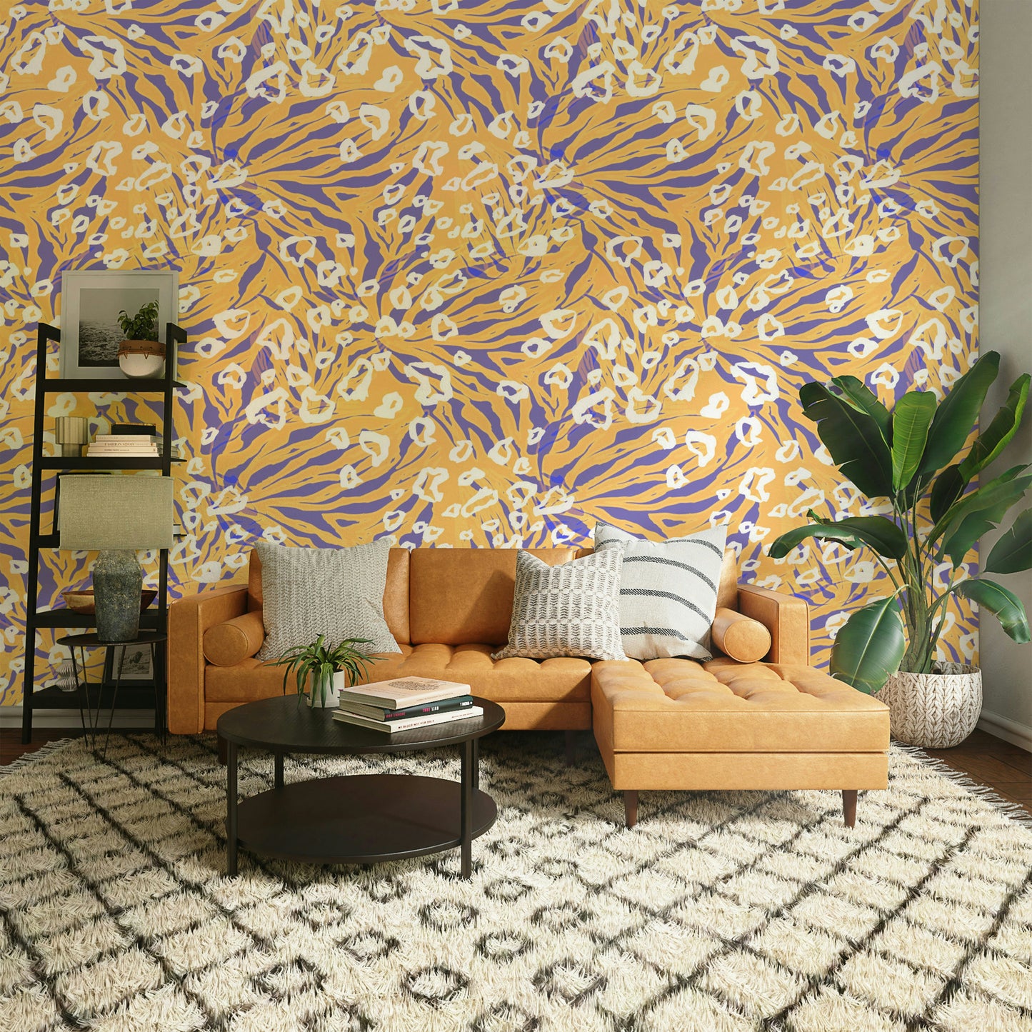 A beautiful abstract animal print wallpaper mural for a modern home.

