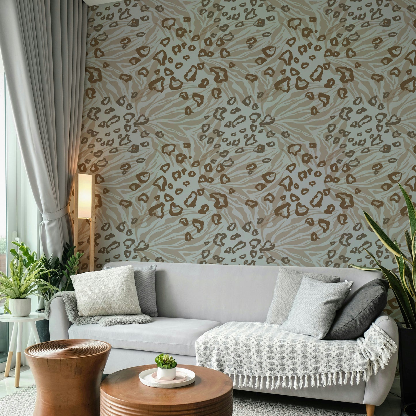 A beautiful earth tones animal wallpaper mural for a cozy room.

