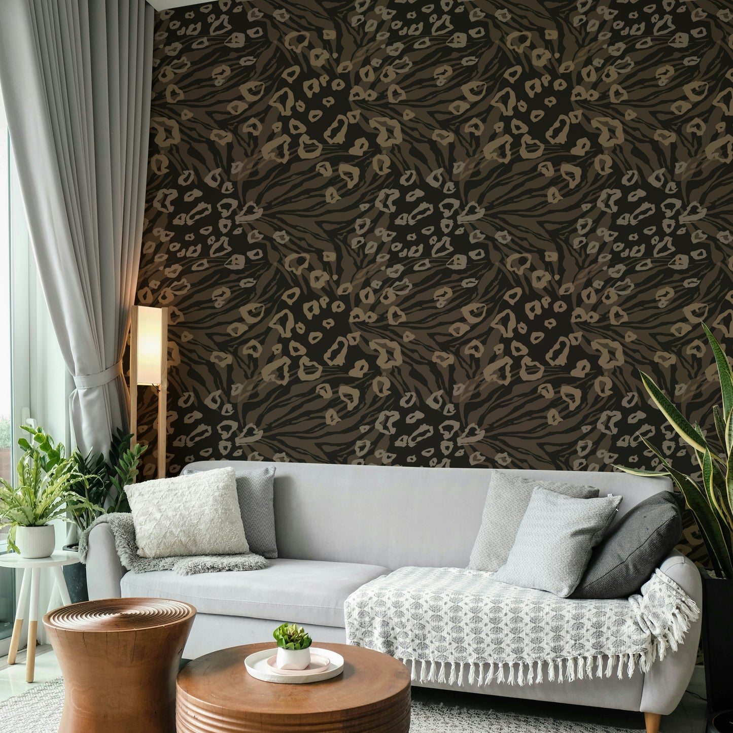 An artistic textured animal mural for home decor.

