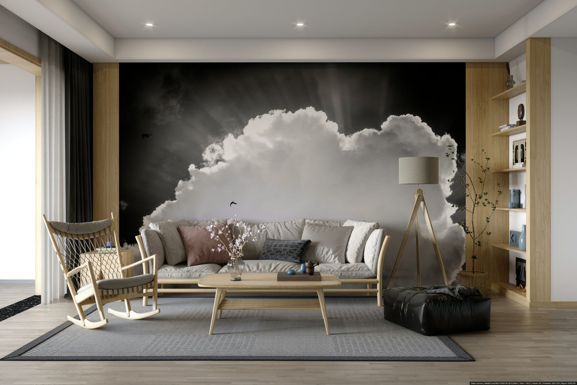 A beautiful serene sky wallpaper mural with soft light.

