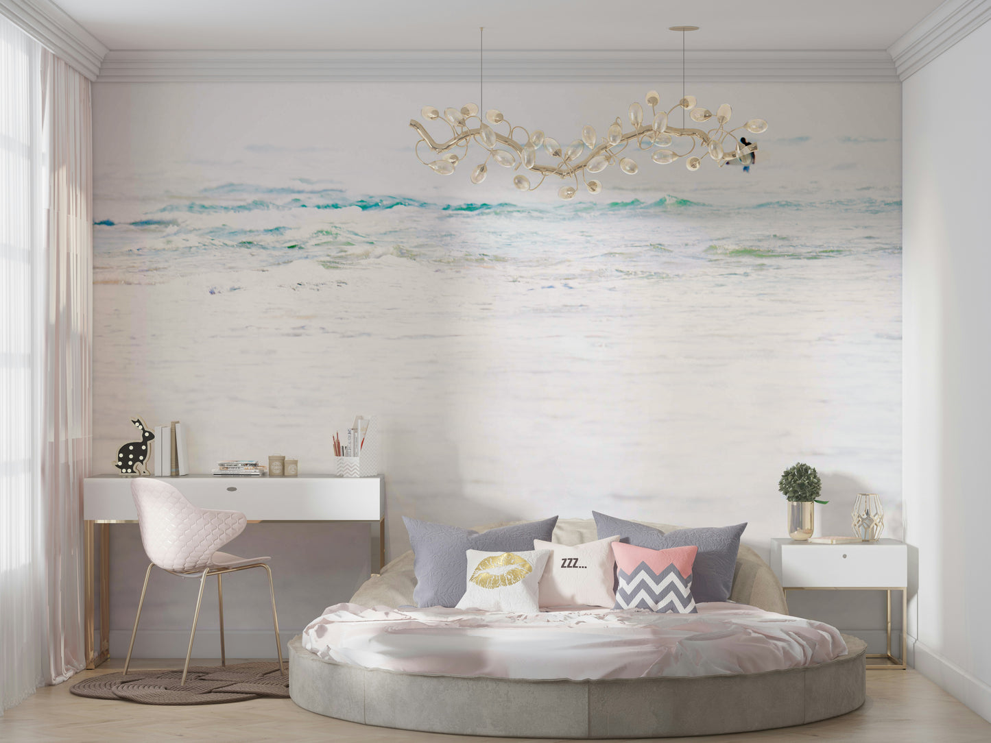 A tranquil coastal action wall mural for your decor.


