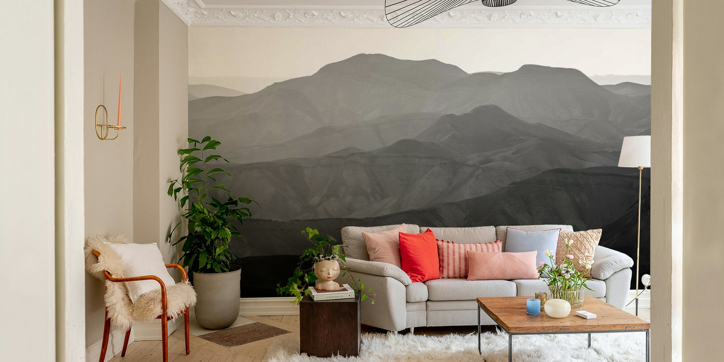 A calming desert theme wallpaper mural that defines a space.

