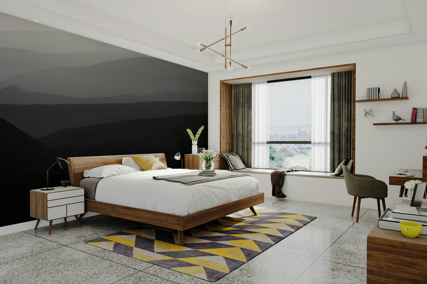 A contemplative desert vista wallpaper mural for a feature wall.

