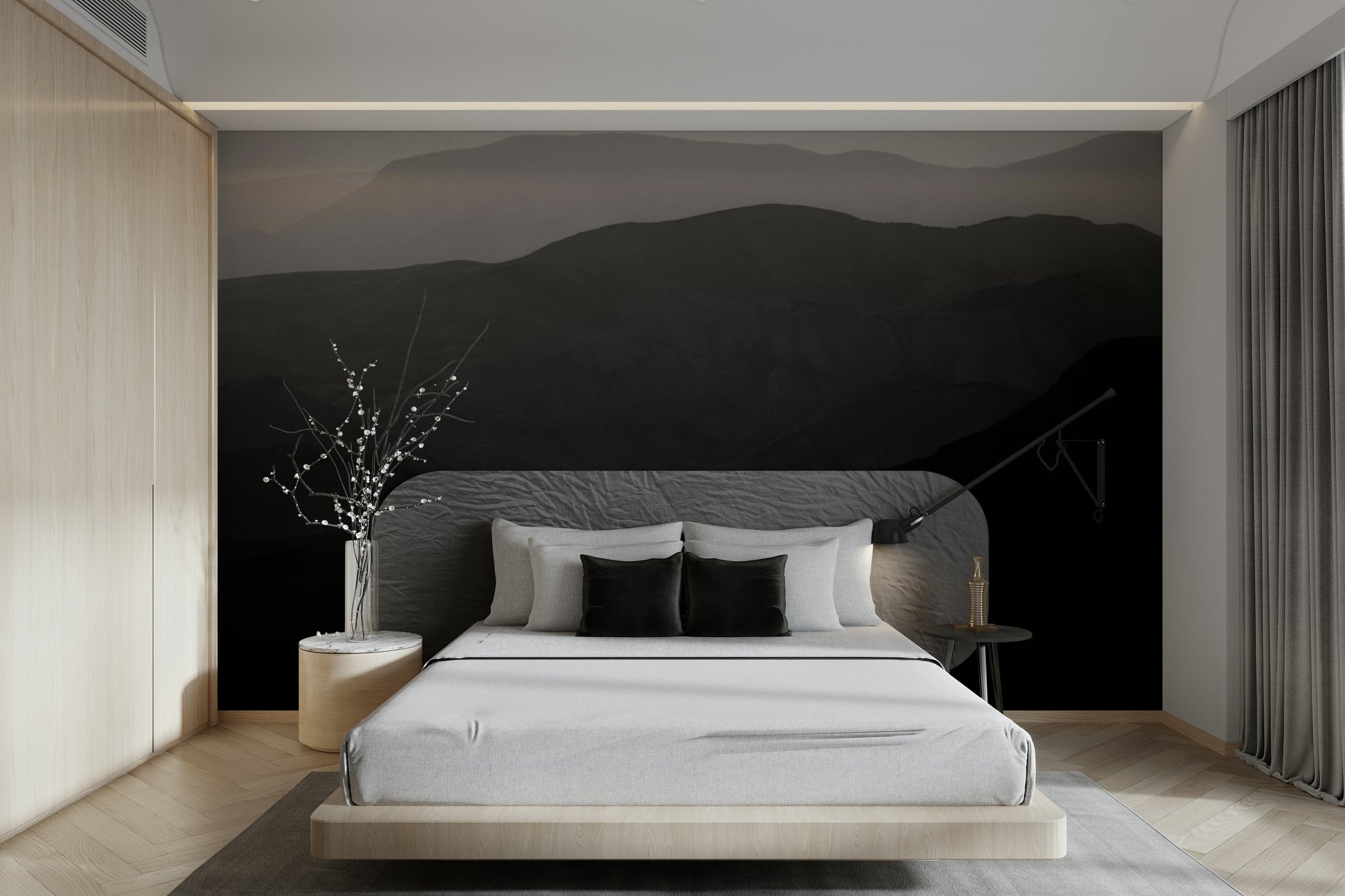 A beautiful panoramic view wall mural for a living room.

