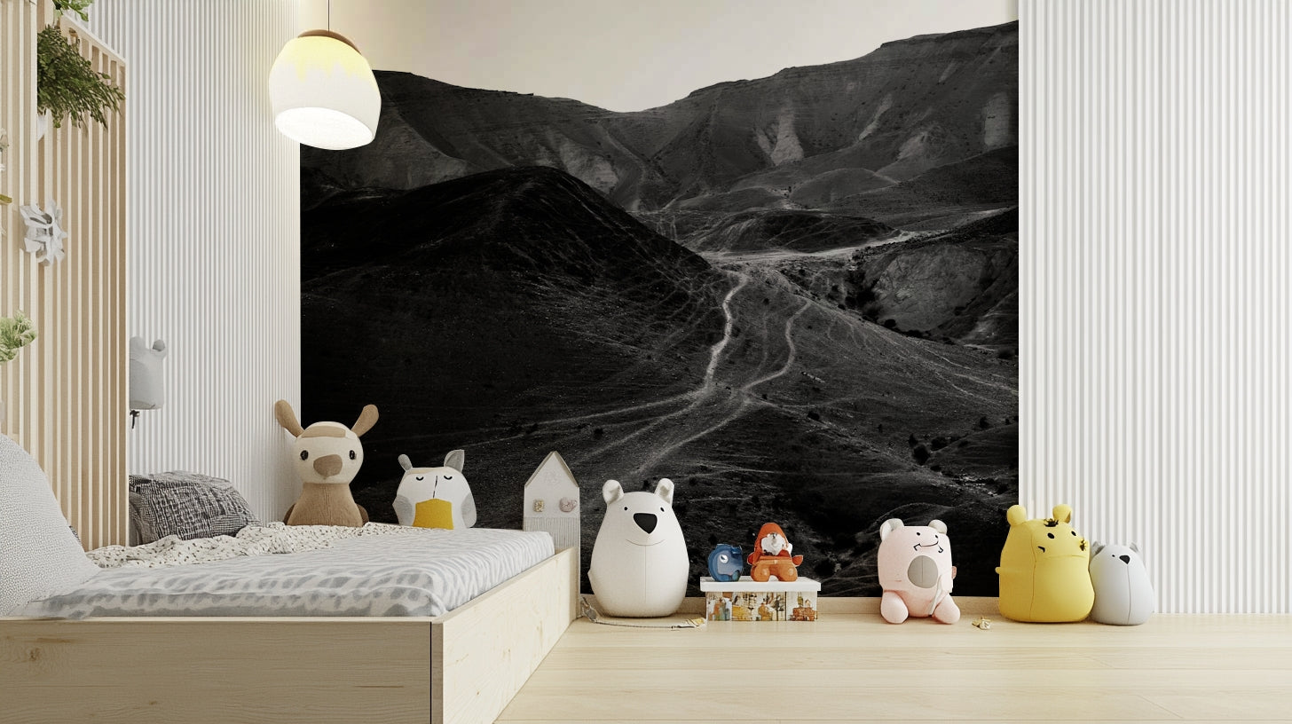 An artistic nature escape mural for home decor.

