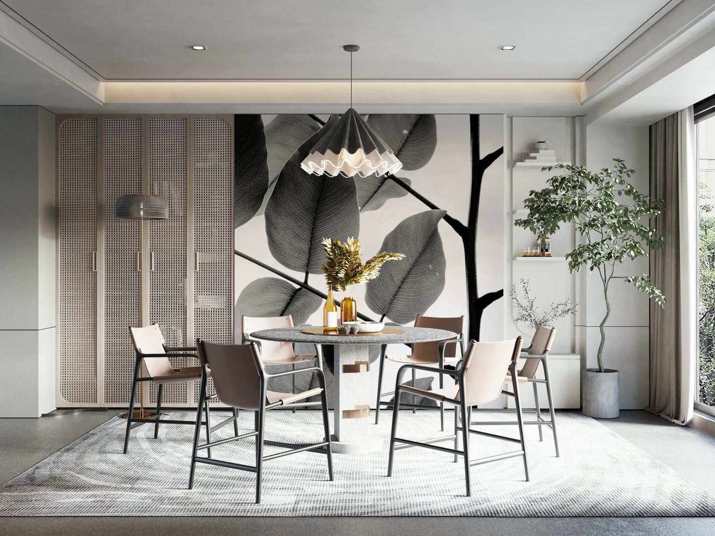 A contemplative natural theme wallpaper mural for a feature wall.

