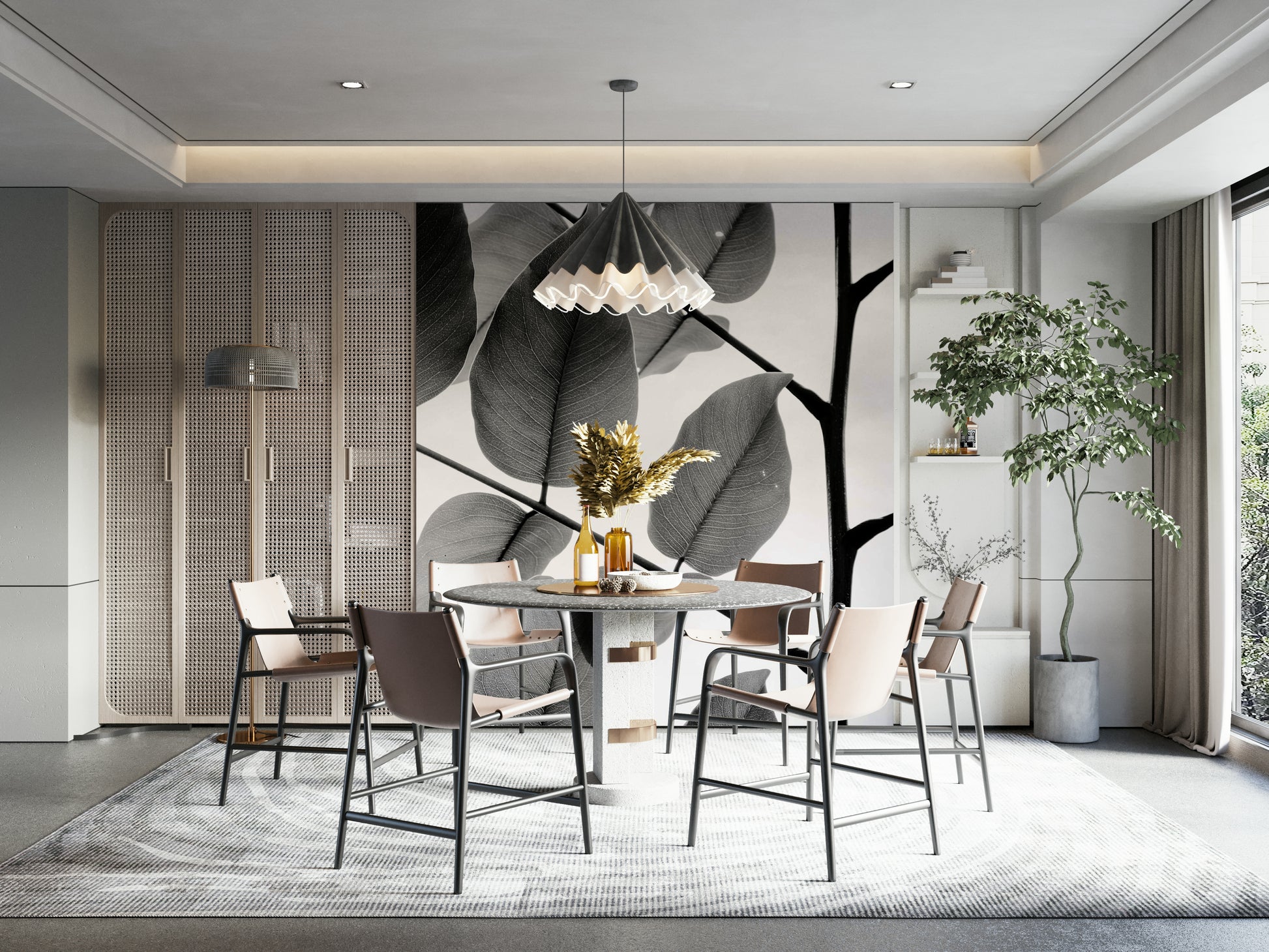 A contemplative natural theme wallpaper mural for a feature wall.

