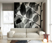 A calming foliage design wallpaper mural that defines a space.

