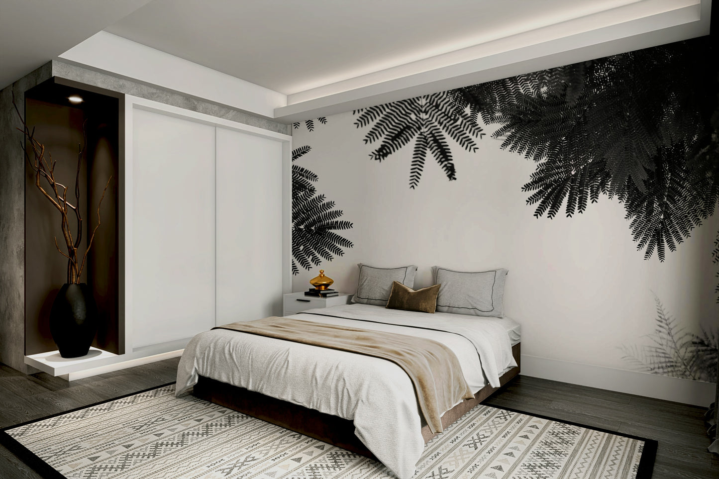 A contemplative tree canopy wallpaper mural for a feature wall.

