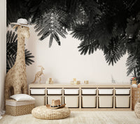 A beautiful panoramic wall mural of a forest.

