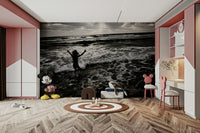 A calming cheerful design wallpaper mural that defines a space.

