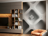 A peaceful abstract design mural on decorative wallpaper.

