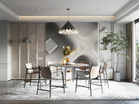 An artistic quiet landscape mural on minimalist wallpaper.

