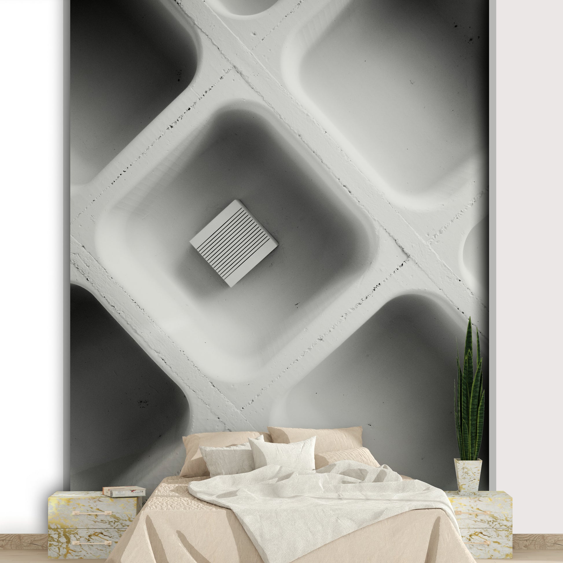 A contemplative silent scene wallpaper mural for a feature wall.

