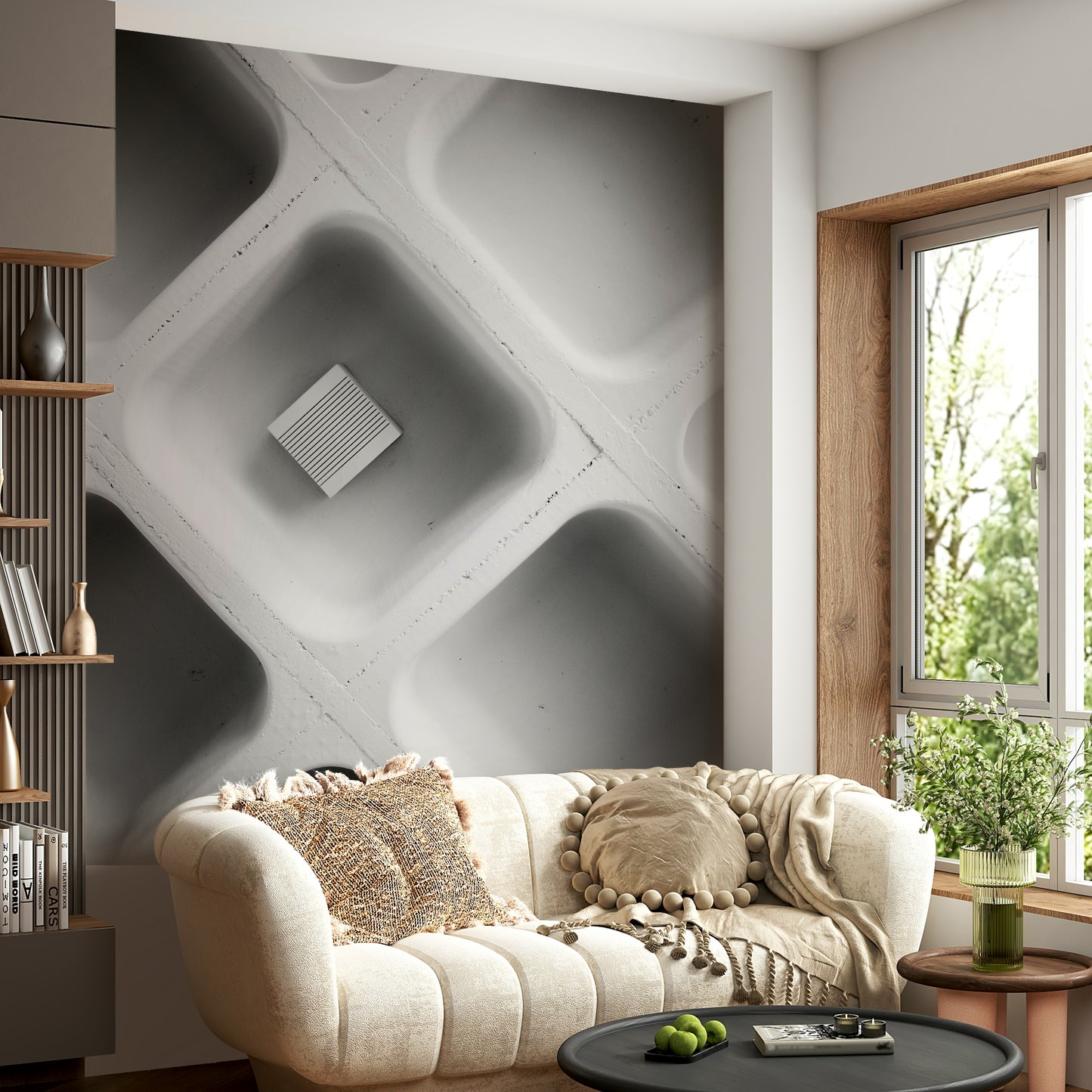 A tranquil subtle pattern wall mural for your decor.


