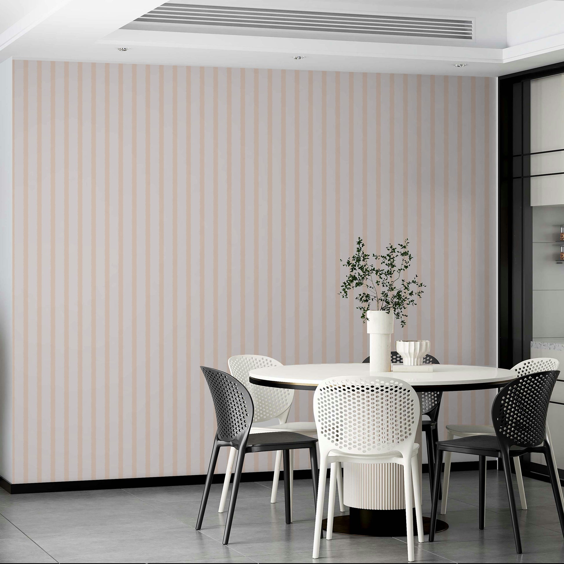 A contemplative subtle line wallpaper mural for a feature wall.


