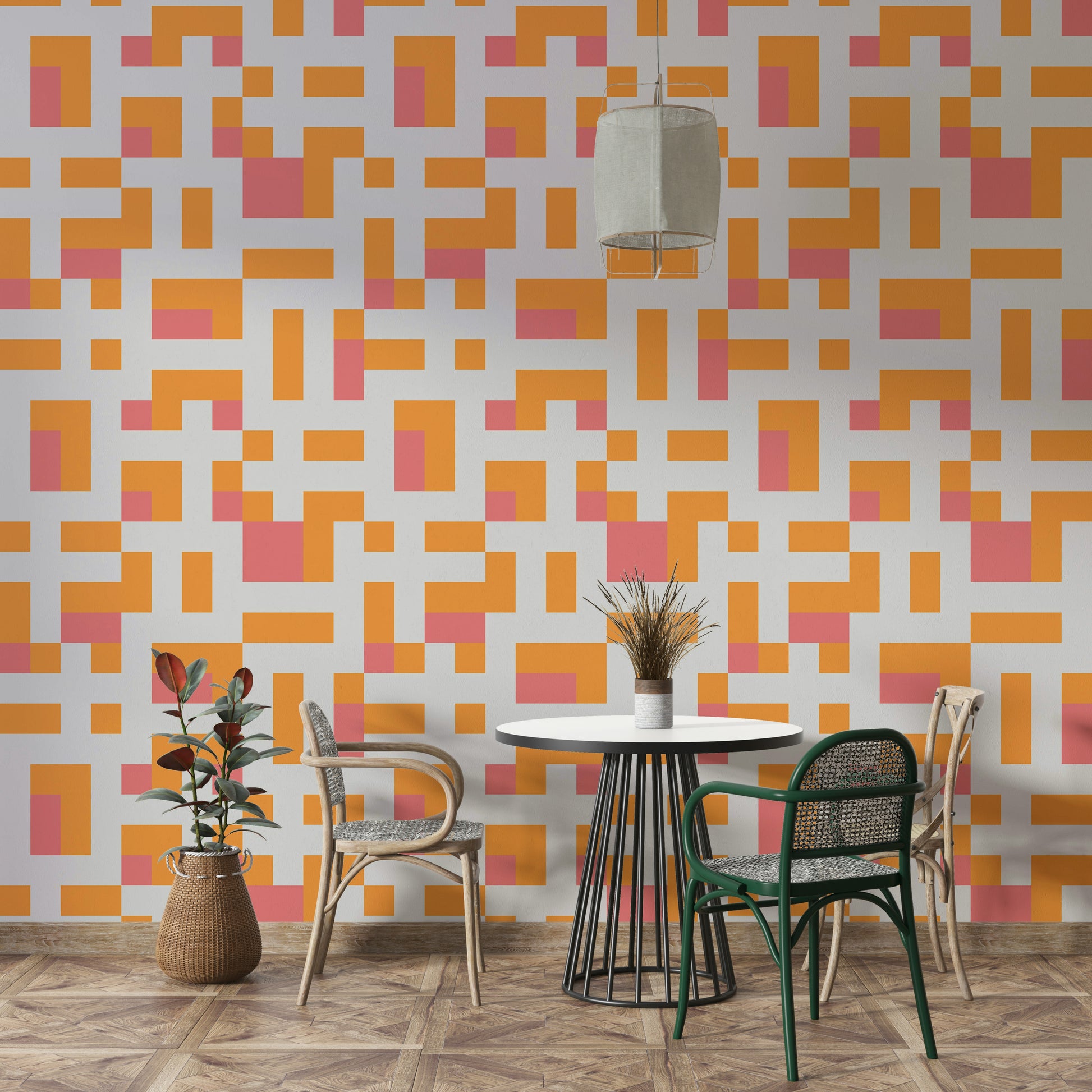 A beautiful modern art wall mural for a living room.

