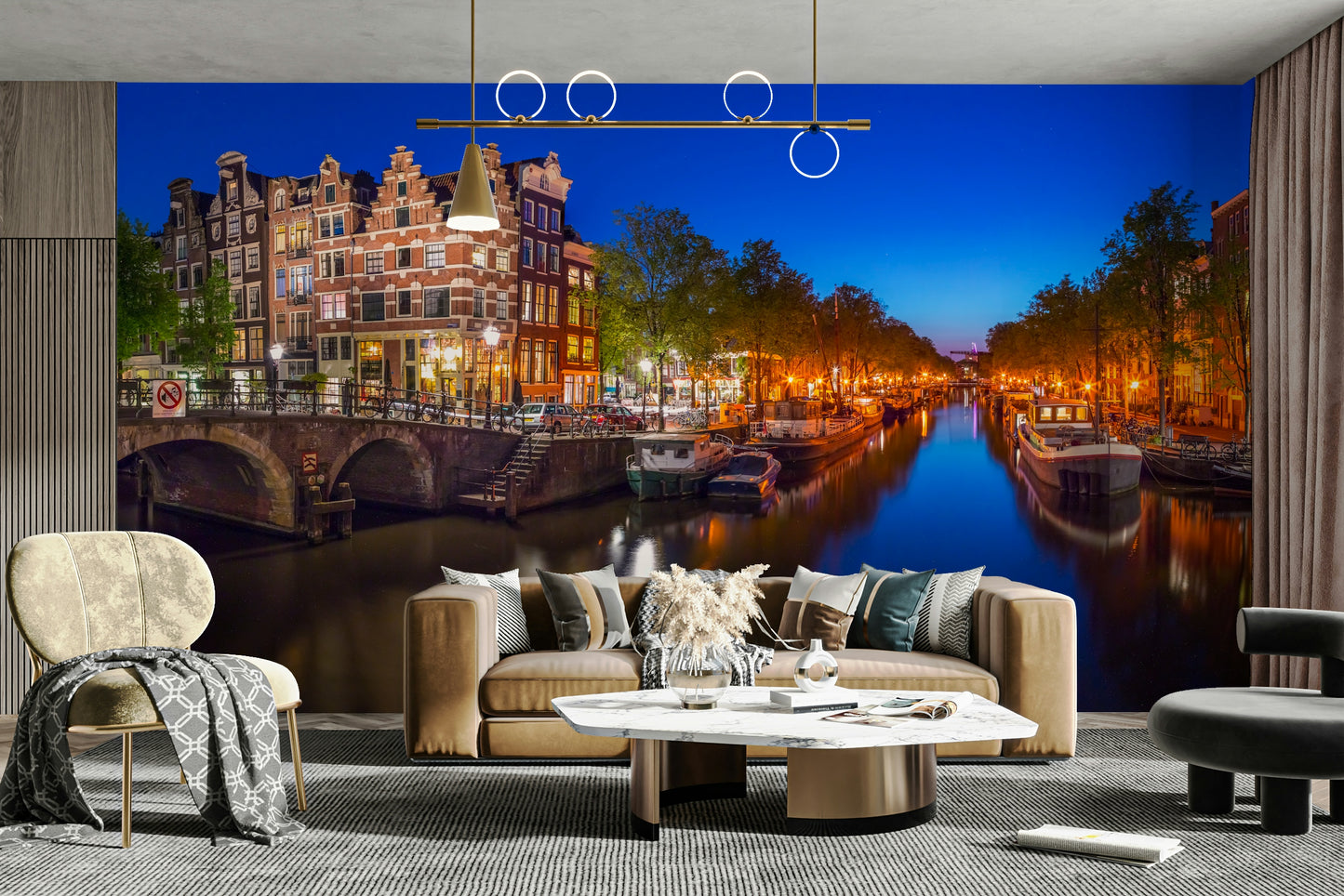 Amsterdam Night Canvas Wall Mural