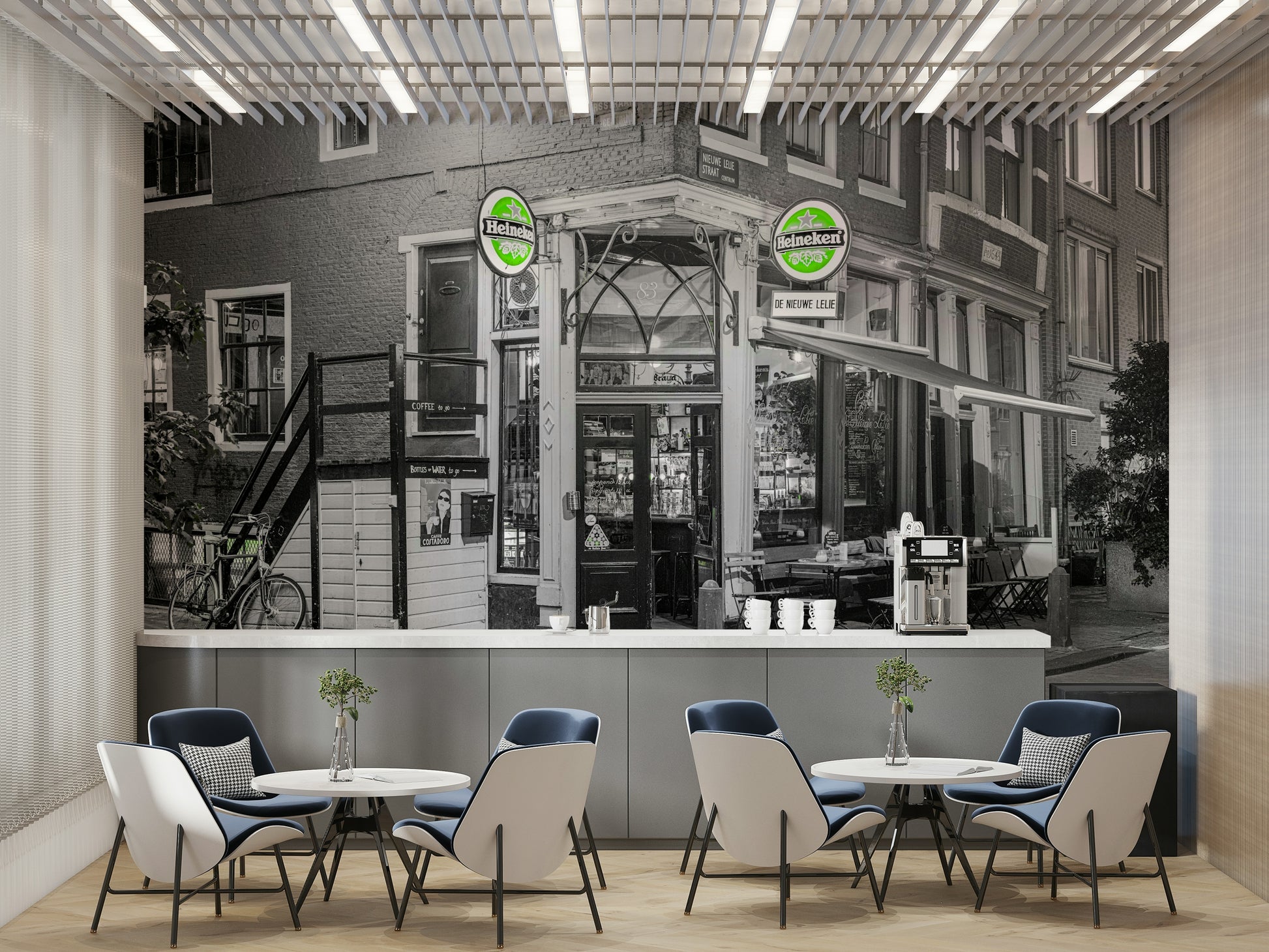 An artistic travel theme mural for home decor.

