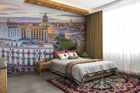 An artistic travel theme mural for home decor.

