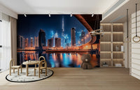 A serene urban luminescence wall mural for your decor.

