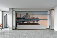 A calming serene view wallpaper mural that defines a space.

