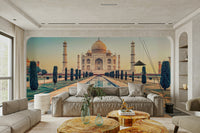 A contemplative Taj Mahal wallpaper mural for a feature wall.

