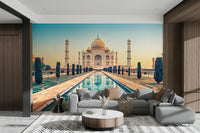 A peaceful historic monument mural on decorative wallpaper.

