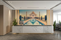A beautiful Taj Mahal wallpaper mural with reflection.

