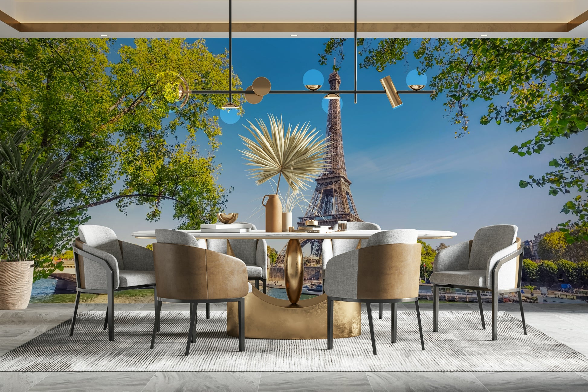 A serene Parisian street wall mural for your decor.


