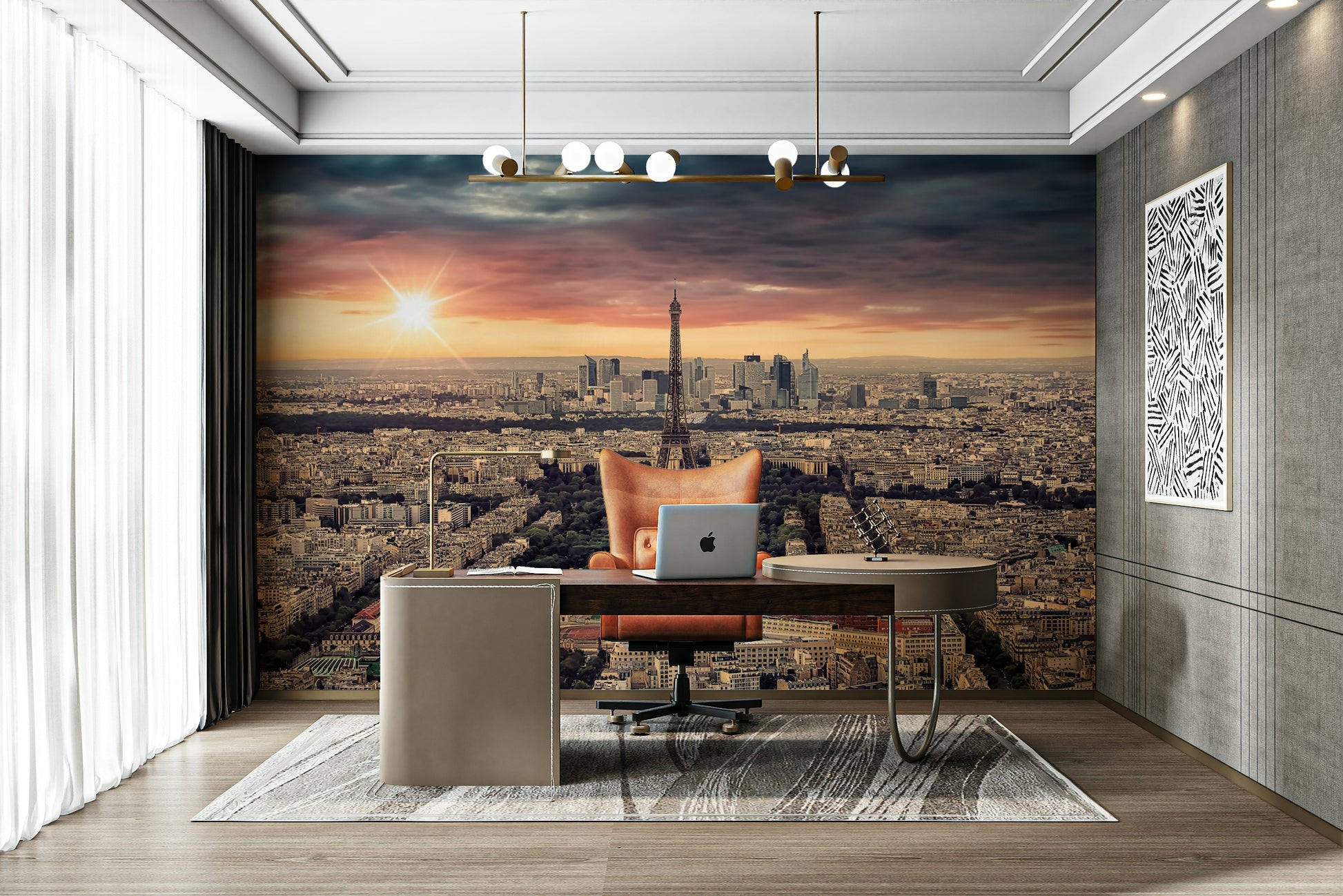 A beautiful Parisian dawn wallpaper mural for a modern home.

