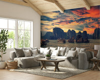 An artistic nature seascape mural for home decor.

