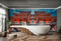 A contemplative ancient ruins wallpaper mural for a feature wall.

