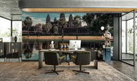A calming serene reflection wallpaper mural that defines a space.

