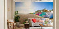 A contemplative colorful cabin wallpaper mural for a feature wall.


