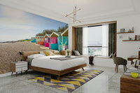 A classic beach cabin wallpaper for walls.

