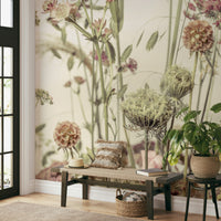 A beautiful serene field wallpaper mural with wildflowers.

